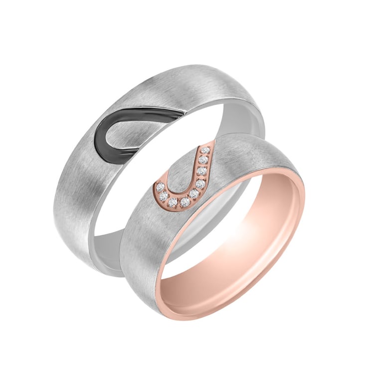 Bicolor Eheringe aus Gold mit Herz Luita