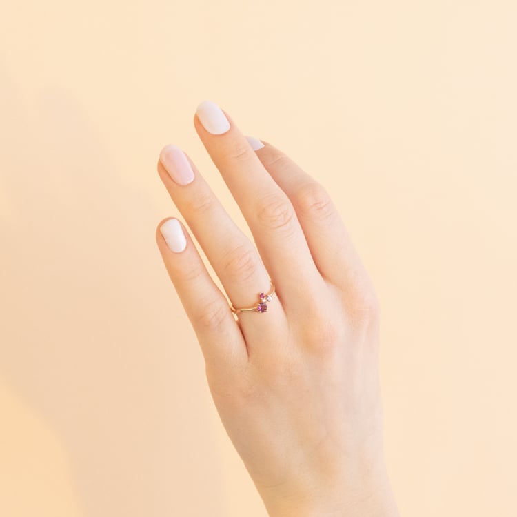 Silberner Cluster-Ring mit Turmalin, Tansanit, Rubin und einem Diamanten Roche 116091