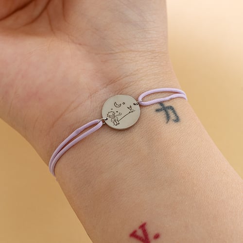 Silbernes Schnurarmband Der Kleine Prinz mit Fuchs