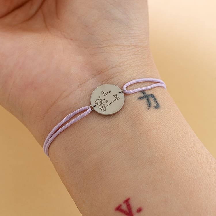 Silbernes Schnurarmband Der Kleine Prinz mit Fuchs 121202