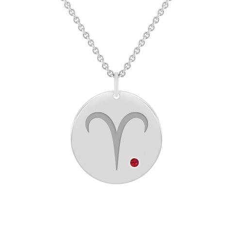 Anhänger aus 585 Gold mit Rubin und Sternzeichen Widder