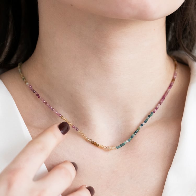 Vergoldete Kette aus Silber mit Turmalin-Perlen Neela 115675