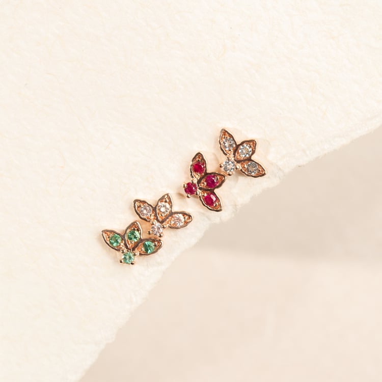 Goldener Piercing Ohrstecker mit himmelblauen Topasen Amina 138285