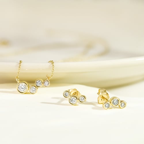 Moderne Goldene Halskette mit Lab Grown Diamanten Viola