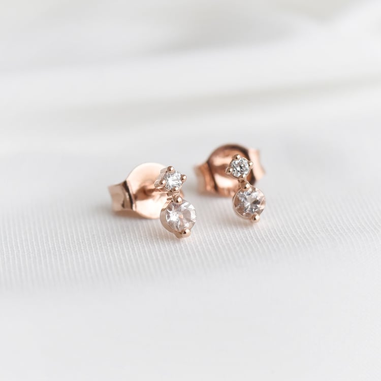 Cluster-Ohrringe mit Korallen, Morganit und Diamanten Roseann 90420