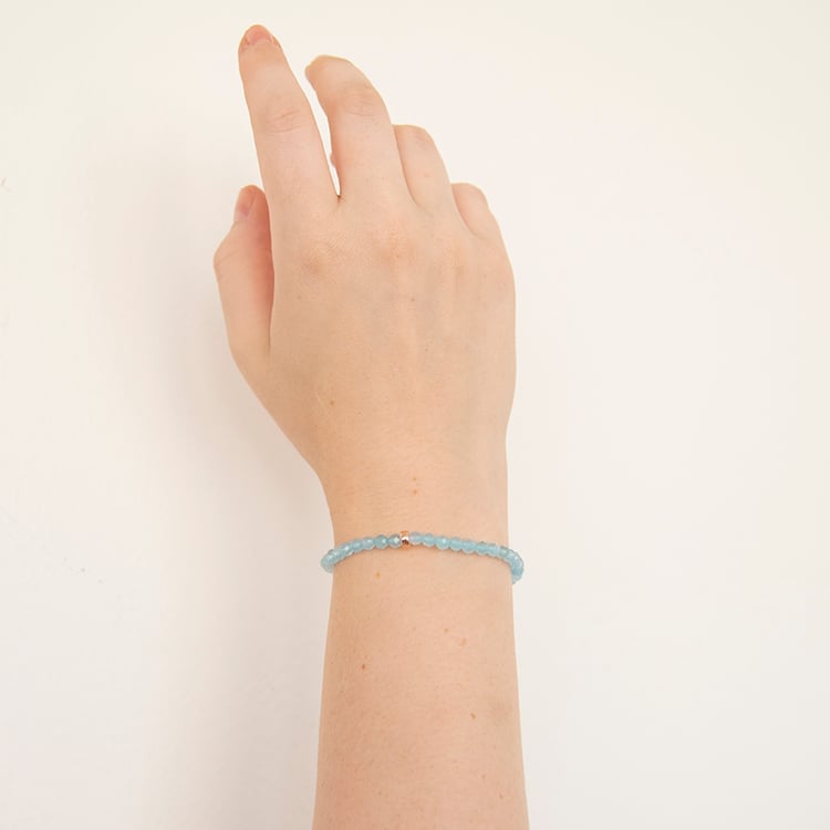 Silbernes Armband mit Aquamarin-Perlen Fleming 109207