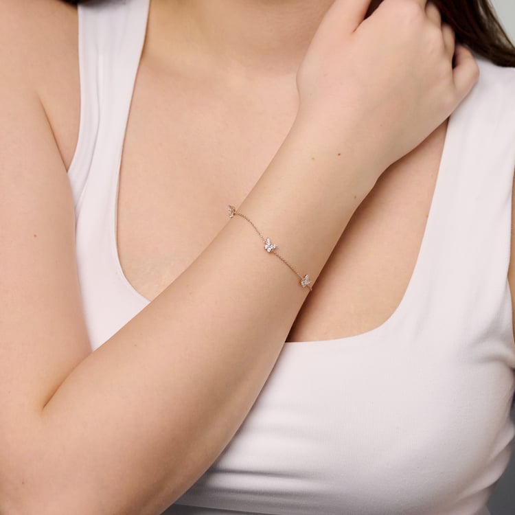 Kettenarmband mit Schmetterlingen aus Lab Grown Diamanten Nagendra 165430