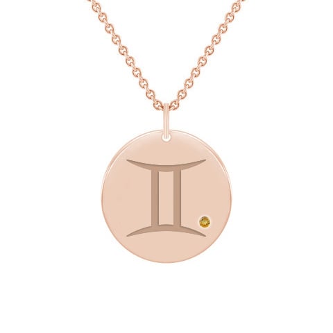 Sternzeichen Zwillinge Rosegold mit Citrin 59994