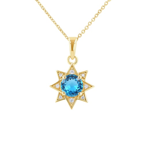 Silberne Anhänger mit Topas und Zirkonia in Sternform Bohemia