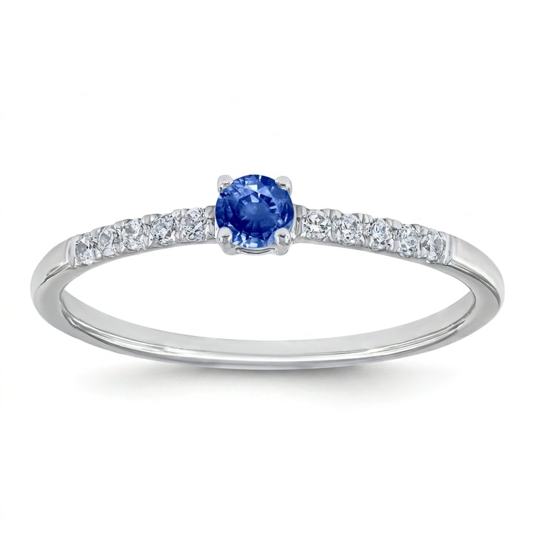 Silberring mit blauem Saphir und seitlichen Lab Grown Diamanten Mikey 169454