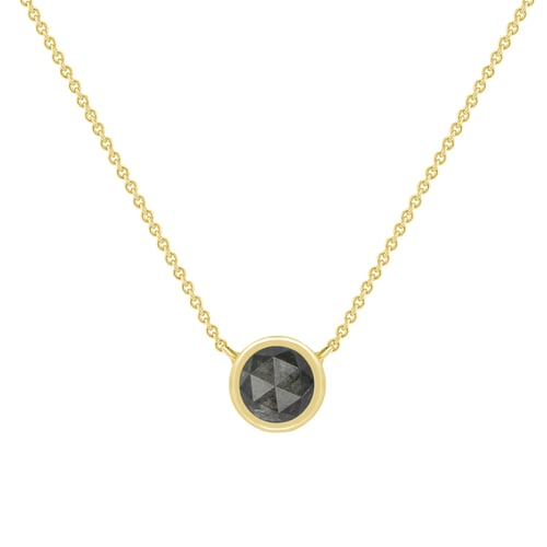 Goldene Halskette Bezel mit Salz-und-Pfeffer-Diamanten Terun