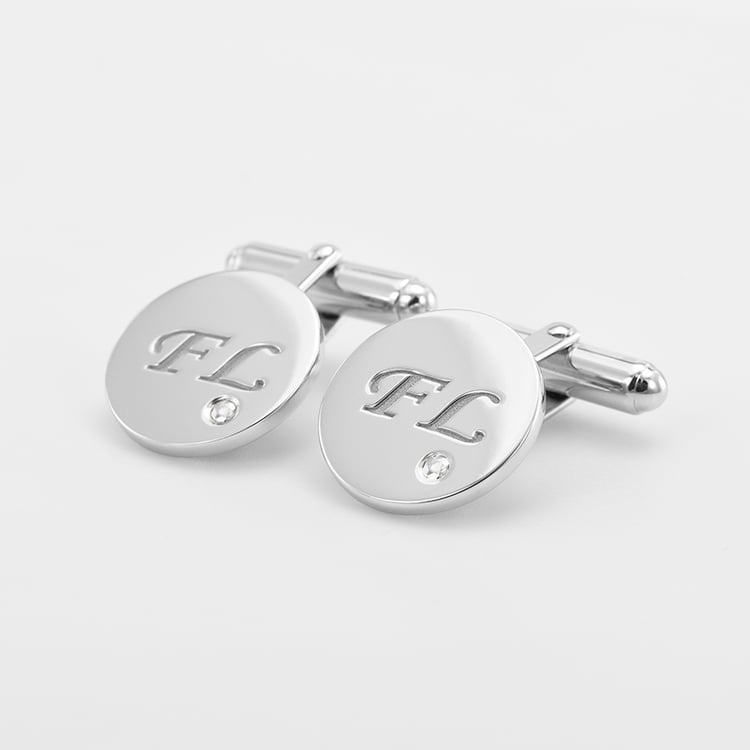 Silber Manschettenknöpfe mit Gravur und Diamanten Gaynor 69800