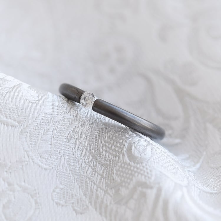 Goldring mit Rhodium und Diamant Tansie 92522