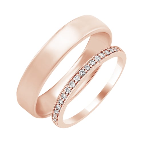 Eheringe aus Eternity-Ring mit Diamanten und einem Komfort-Ring Minke