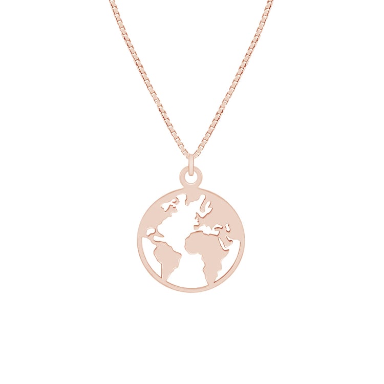 Minimalistischer Silberanhänger mit Weltkarte World 83748