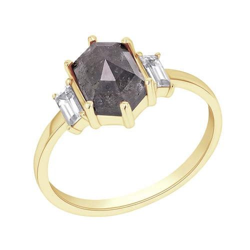 Ring mit Salt and Pepper Diamant und Saphiren Nadiia