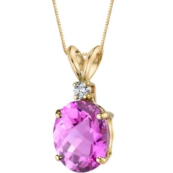Goldener Anhänger mit simuliertem rosa Saphir und Lab Grown Diamant Rafiah