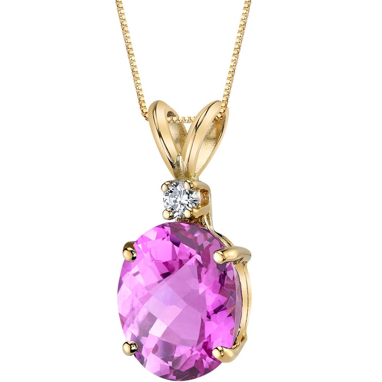 Goldener Anhänger mit rosa Saphir und Lab Grown Diamant Rona