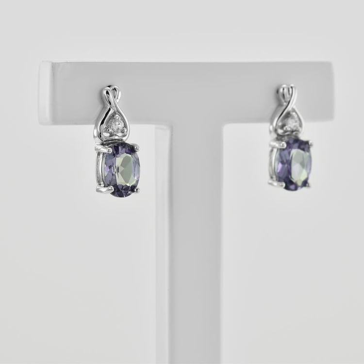 Silberne Ohrringe mit Alexandrit und Zirkonia Orvelle 6434