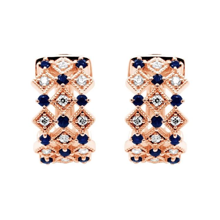 Goldene Creolen mit Diamanten und Saphiren Solveig 160865