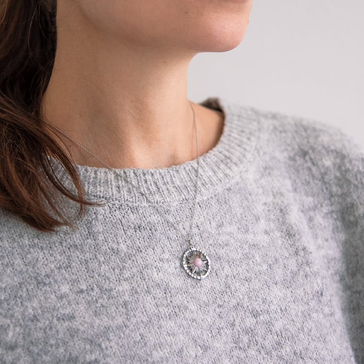 Goldener Anhänger Kompas mit Rosenquartz Pinto 114572