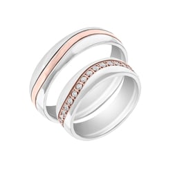 Elegante Trauringe aus Gold in bicolor mit Diamanten Urma