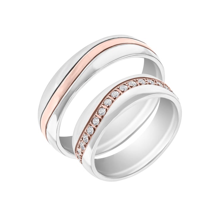 Elegante Trauringe aus Gold in bicolor mit Diamanten Urma