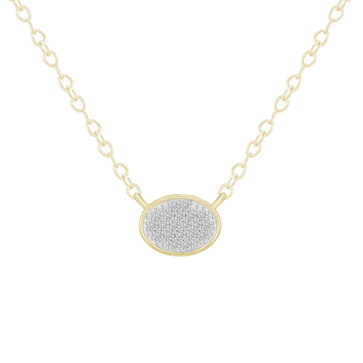 Minimalistische Kette mit einem ovalen Anhänger voller Diamanten Vonnie 46695