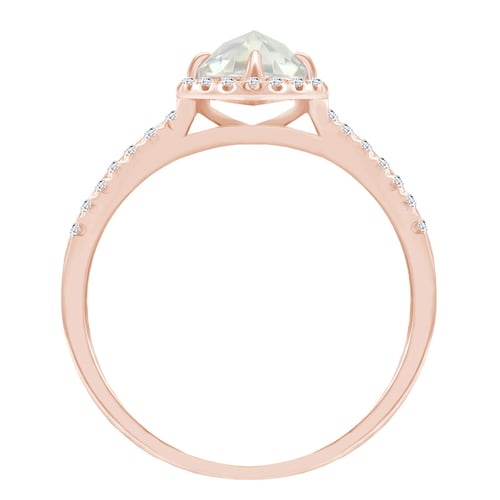Goldener Verlobungsring mit Moissanit und lab-grown Diamanten Ladfer