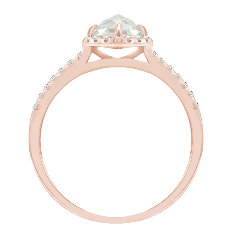 Goldener Verlobungsring mit Moissanit und lab-grown Diamanten Ladfer 40541