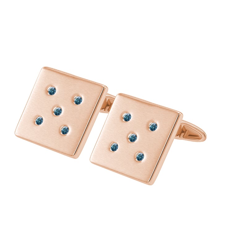Goldene Quadrat-Manschettenknöpfe mit blauen Diamanten Orien