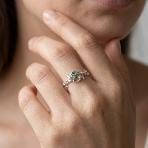 Einzigartiger Ring mit Moosachat Samuela