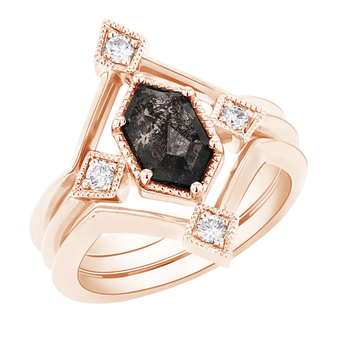 Originelles Ringset mit Salt and Pepper Diamanten Ural