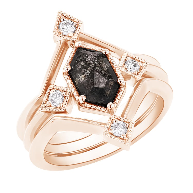 Originelles Ringset mit Salt and Pepper Diamanten Ural 95939