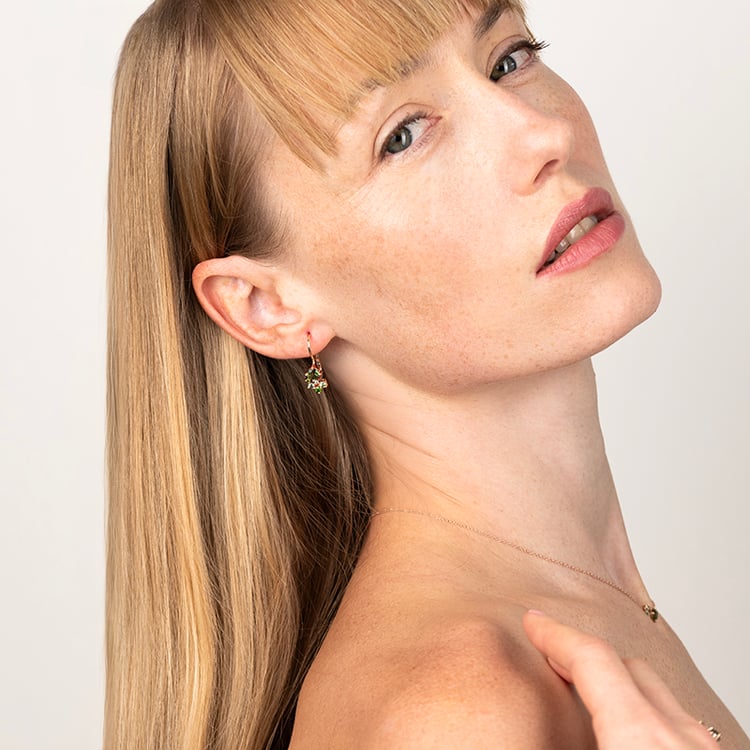 Cluster Ohrringe mit Moldaviten, Saphiren und Diamanten Gita 146831