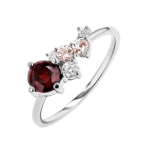 Cluster Ring mit böhmischen Grananten, Morganiten und Moissaniten Sava