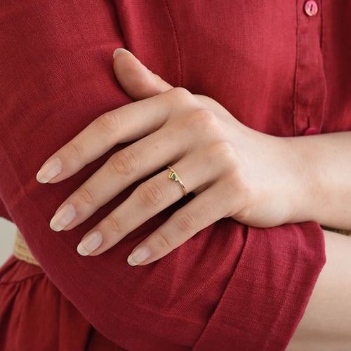 Cluster-Ring aus Gold mit Citrin, Smaragd und einem Diamanten Dalit