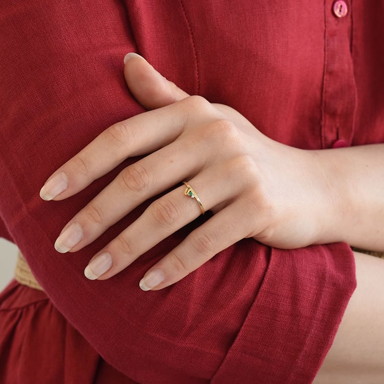 Cluster-Ring aus Gold mit Citrin, Smaragd und einem Diamanten Dalit 82019