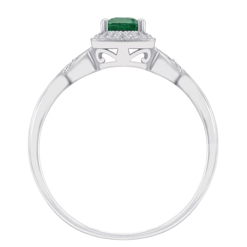 Eleganter Smaragd-Ring mit einem Meer von Diamanten Enoh