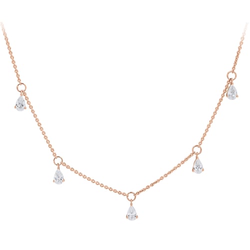 Goldene Halskette mit Lab Grown Diamanten in Birnenform Praveen
