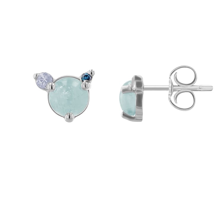 Ohrstecker mit Aquamarin, Mondstein und blauem Diamanten Turgay 119747