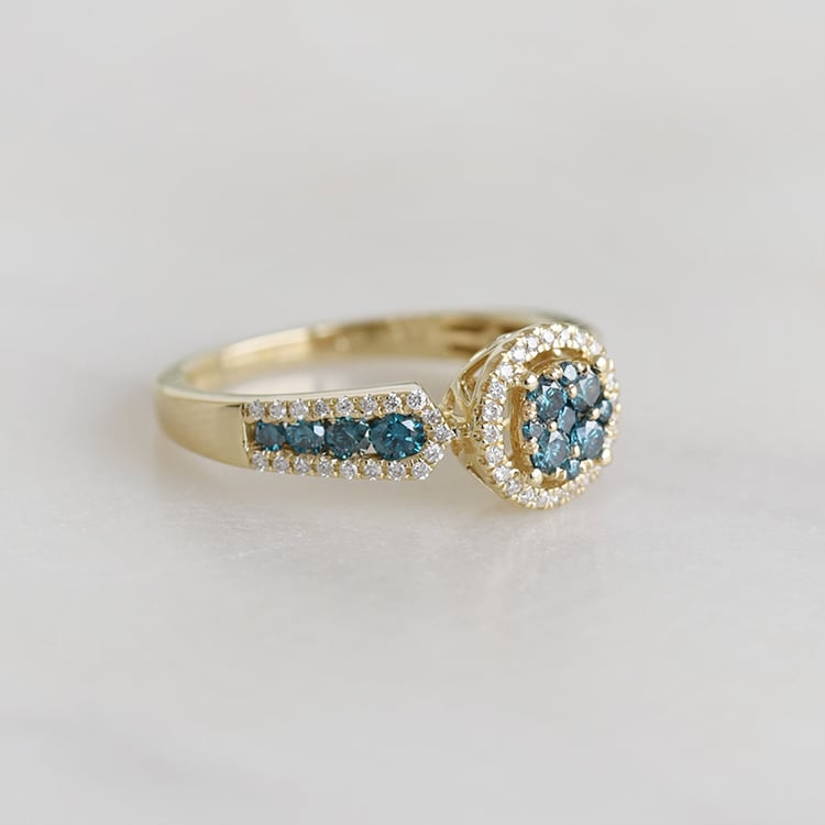 Goldener Diamantring mit blauen Diamanten Sirena 93652
