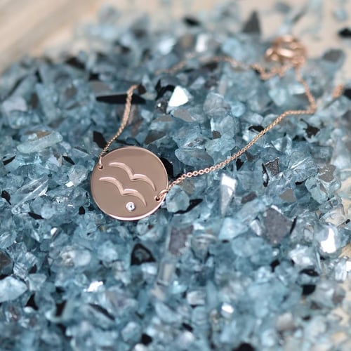 Goldarmband mit Aquamarin für das Sternzeichen Wassermann