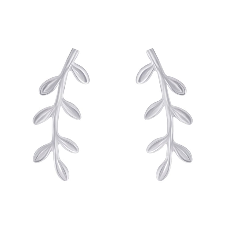 Silberne Ear Climber Ohrringe Orchid