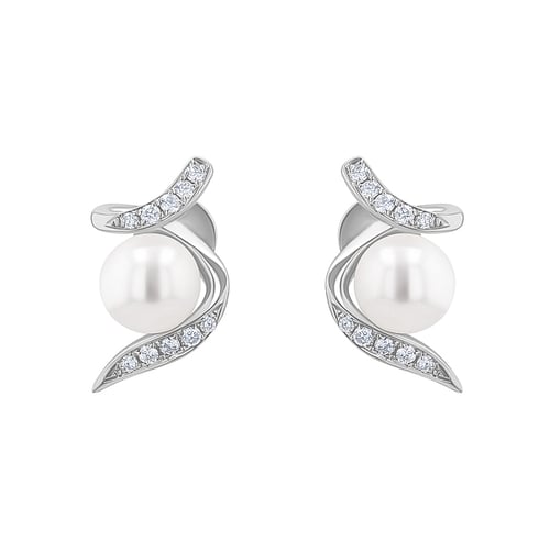 Ohrstecker mit Perle und Diamanten Durga