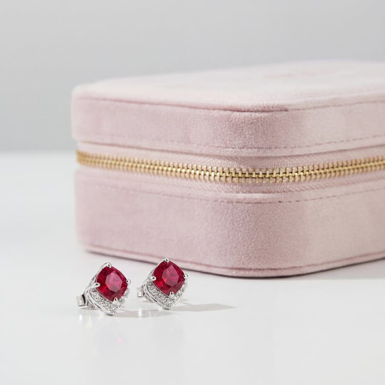 Ohrstecker in Silber mit Rubin 166397