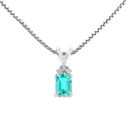 Goldener Anhänger mit einem Lab Grown Paraiba Turmalin in Emerald Form Jaren