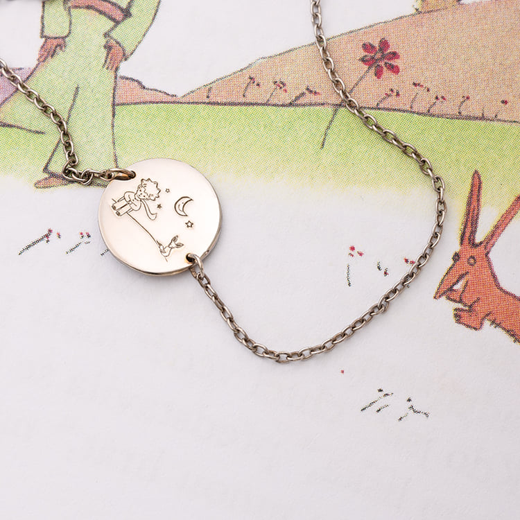 Goldenes Armband Der Kleine Prinz mit Fuchs und Gravur 122837