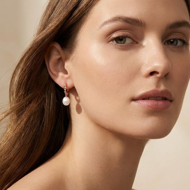 Silberne einfache Hängeohrringe mit Perlen Alfred 166408