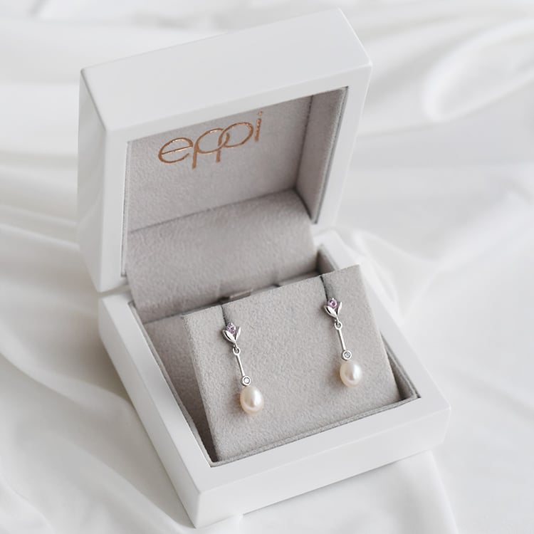 Perlenohrringe mit Saphiren und Diamanten Madhula 91236